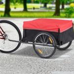 Lastvagnstransportvagn Cykelvagn Svart Röd Metall 2-Hjulig Lastcykelvagn för Cykelturer Robust och Mångsidig