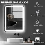 Badrumsspegel med LED-belysning och Touch-kontroll samt Dimbara Färger och Antifog Ergonomisk och Elegant Silver Glas 60 x 80 cm