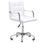 Kontorsstol Chefsstol Vit PU Konstläder och Metall Höjdjusterbar och Ergonomisk Snurrstol 84-99 Cm