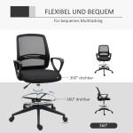 Ergonomisk Ståstol med Fotstöd Höj- och Sänkbar Snurrstol för Aktivt Sittande Svart 59,5 X 60 X 102,5-126 Cm