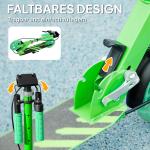 Sparkcykel Barnsparkcykel Hopfällbar Grön av Metall och Plast för Barn 3-8 År Skoter med Lysande Hjul