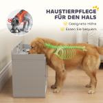 Matbar Hund Upphöjd Grå MDF och Rostfritt Stål för Hundar Foderstation med Förvaringsskåp och 2 Skålar Dekorativ Design med Benmönster