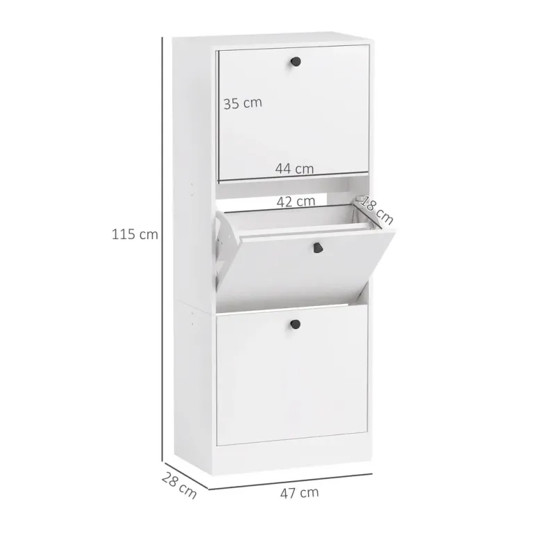 Skoskåp Skotippare 3 Klaffar Vit 47 x 28 x 115 cm