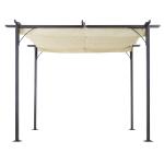 Pergola Lusthus 3 X 3 M Vattentät med Skjuttak och UV-Skydd Aluminium för Trädgård och Terrass Beige