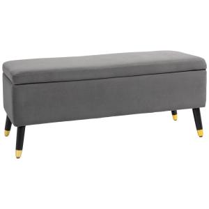 Bänk Klädd med Förvaringsutrymme Bröstbänk Metall Gummi och Trä för Hall och Vardagsrum Kolgrå 110 X 43 X 45 Cm