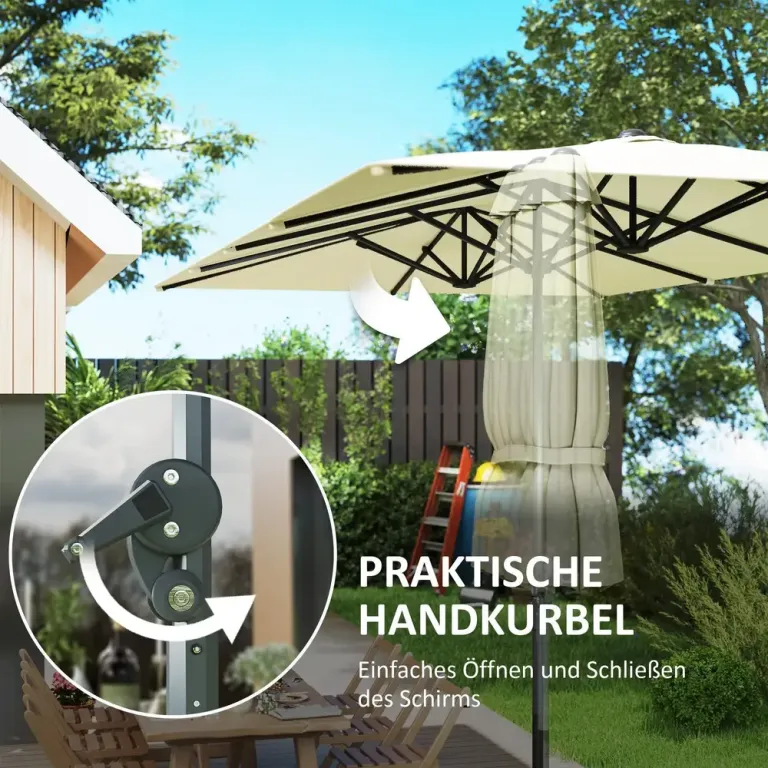 Dubbelparasoll Marknadsparasoll med Vev 451 x 264 cm