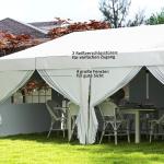 Pop up Paviljong med Fönster och Dragkedja samt Sidoväggar för Trädgård Hållbar och Stabil Vit Polyester och UV-skydd 6 x 3 m
