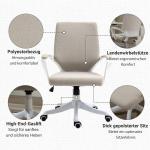 Ergonomisk Kontorsstol i Beige Tyg, Bekväm Skrivbordsstol med Svankstöd, Justerbar Arbetsstol för Hemmakontor, Beige, 120 kg