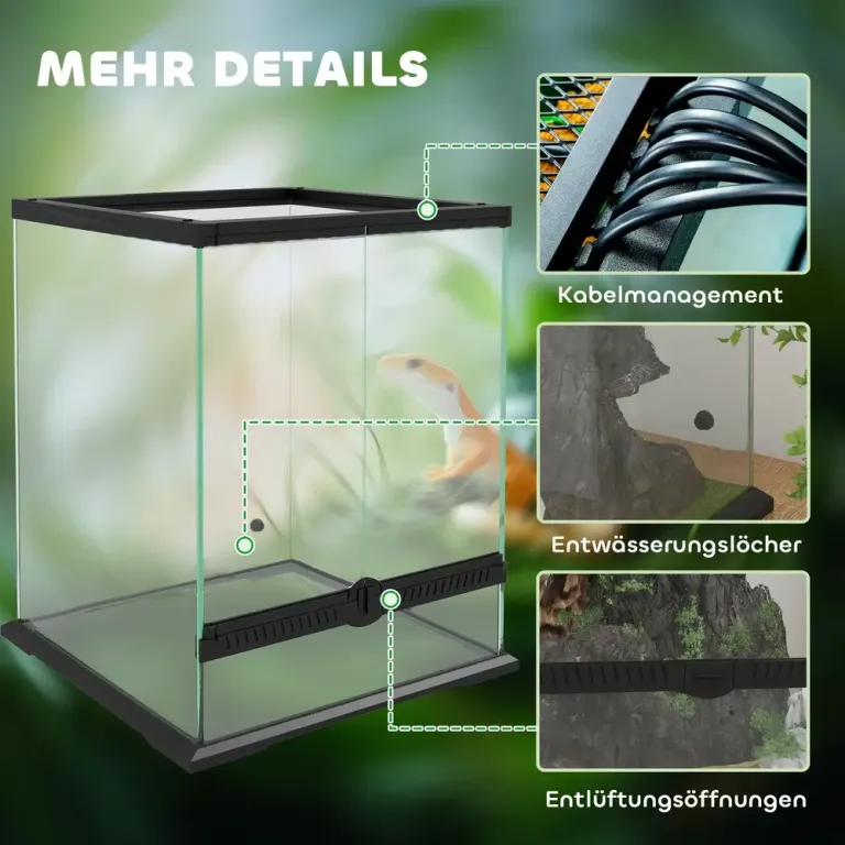 Terrarium Reptilbox Svart av Metall 45 x 45 x 60 Cm