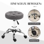 Rullpallar Arbetspallar Set om 2 Höjdjusterbar av Metall och Konstläder för Vardagsrum och Kontor Roterande med Hjul Ø 35,5 x 48-63 cm
