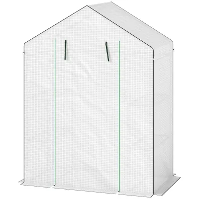 Litet Växthus med Stålram Vit 143 x 74 x 190 cm