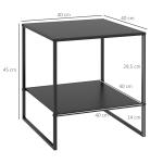 Industriellt Sidobord/Soffbord/Sängbord med 1 Hylla, Svart