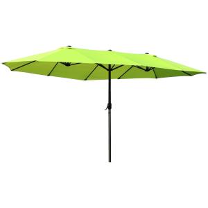 Ovalt Dubbelparasoll med Vev, Extra Stort Solskydd för Terrass och Trädgård, Stabil Konstruktion för Maximal Skugga, Grön, 460 x 270 cm