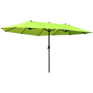 Ovalt Dubbelparasoll med Vev, Extra Stort Solskydd för Terrass och Trädgård, Stabil Konstruktion för Maximal Skugga, Grön, 460 x 270 cm