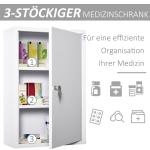 Första Hjälpen Skåp Medicinskåp 3 Fack Låsbart Stål Vit 40 X 18 X 60 Cm