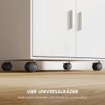 Mikrovågsugnsskåp på Hjul Vit Spånskiva för Kök och Pentry Mobilt Köksskåp med Låda och Dörrar Praktisk Förvaring för Köksmaskiner Rymlig Design