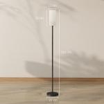 Golvlampa med Linneskärm, Metallstång och Fotkontakt, Vit