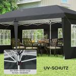 Pop-up Paviljong med 4 Sidoväggar och Fönster för Event och Fest Hållbar och Vattentät Svart Polyester 3 x 6 m