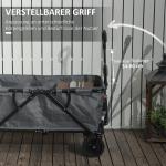 Hopfällbar Trädgårdsvagn Transportvagn med Avtagbar Presenning, 120 kg, 160 L, Mörkgrå