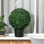 Konstgjorda Växter Buxbom Grön av Plast för Vardagsrum och Trädgård Set med 2 UV-Beständiga Växter i Blomkruka 52 cm