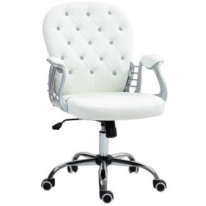 Ergonomisk Kontorsstol med Armstöd och Vadderat Ryggstöd, Vit