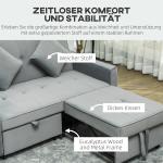 Bäddsoffa 4 i 1 med Justerbart Ryggstöd och Dyna för Vardagsrum och Sovrum Ergonomisk och Modern Grå Tyg och Metall