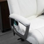 Massagekontorsstol, 6-punkts Massagevridstol, Ergonomisk, Justerbar, Konstläder, Böjt Nackstöd och Armstöd, Vit, 70 x 76,5 x 114–124 cm