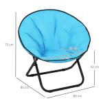 Vadderad Campingstol Oxford-Tyg Hopfällbar Strandstol med Armstöd Bekväm för Trädgård och Utflykt Blå 80 X 80 X 75 Cm