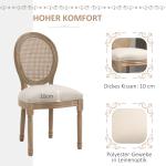Set med 2 Köksstolar, Stoppade med Wiensk Väv, Massivt Trä, Gräddvit + Natur, 49 x 56 x 96 cm
