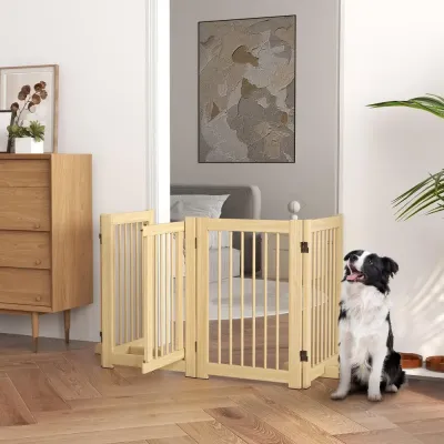 Fristående Hundgrind i Trä 4 Paneler 204 x 75 cm