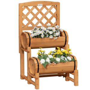 Odlingslåda med Spaljé, Upphöjd Blomlåda i Rustik Design, Dekorativ Rumsavdelare för Balkong, Gul, 45 x 45 x 80 cm