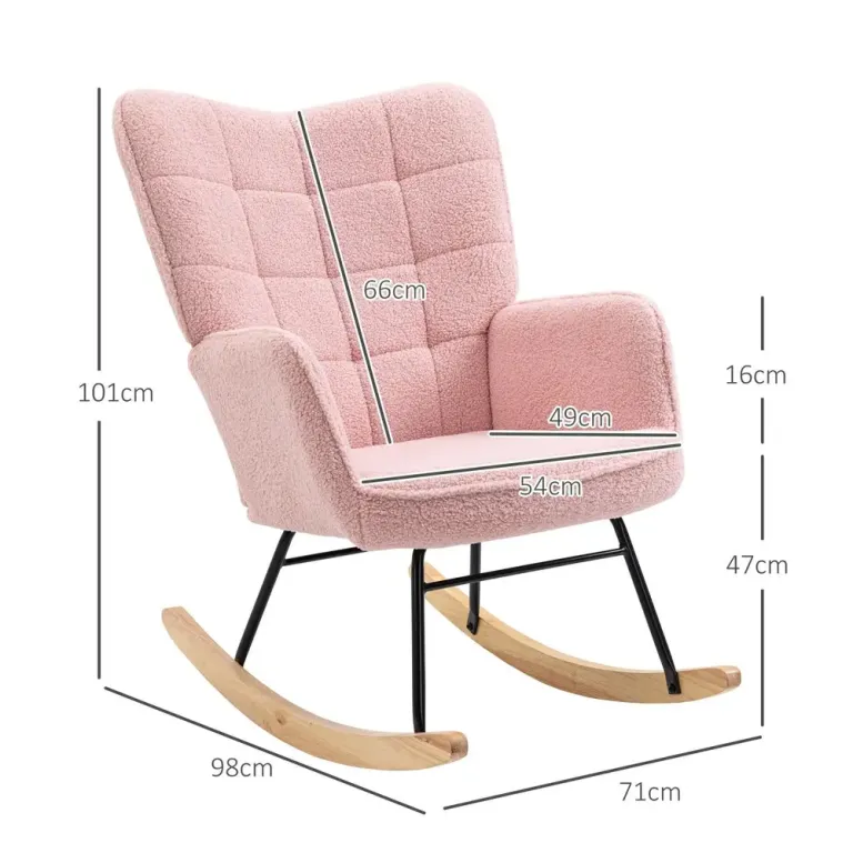 Gungstol i Retrodesign med Berberfleece Rosa