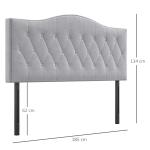 Sänggavel Vadderad Poppel och Polyester Modern Design Grå 185 X 8 X 134 Cm