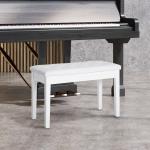 Pianopall Prisvärd Vit Massivträ för Piano och Keyboard med Förvaring och Dyna i Konstläder för Musiker 76 x 36 x 50 cm