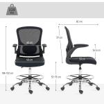 Kontorsstol Hög Svart Tyg och Plast för Hemmakontor och Studio Arbetsstol med Fotring och Ländryggsstöd Ergonomisk Design