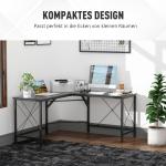 L-Format Hörnskrivbord Rymligt Datorbord MDF och Metall Modern Arbetsstation för Kontor och Gaming Svart 150 X 150 X 76 Cm