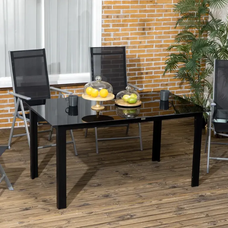 Uteplatsbord i Härdat Glas för 6 150 x 90 x 74 cm