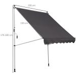 Höjdjusterbar Klämmarkis med Vev Solskydd för Balkong Monteras utan Skruvar Aluminium Grå 200 X 150 Cm