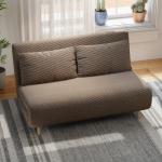 Bäddsoffa, Gästsäng, Ryggstöd med tre lägen, Snörmönster, max 120 kg, 141 x 90 x 81 cm, mörkbrun