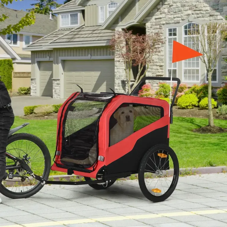 Cykelvagn för Hund 2-i-1, Max 30 kg, Röd