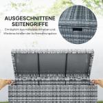 Rattankuddbox 380 L, Vädertät med Lock och UV-beständigt Material, Mörkgrå, 130x61x65 cm