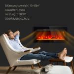 Elektrisk Eldstad Väggspis Svart av Glas och Metall för Väggmontering LED Flammeffekt 1800 W