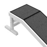 Justerbar Husdjursramp i Furu, Halkfri Hundramp med Matta, Hjälpmedel för Hundar upp till 30 kg, Vit/Grå, 125 x 40 x 35,5 cm