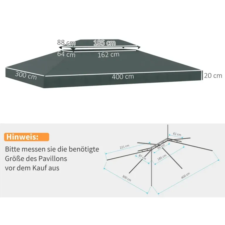 Ersättningstak till Paviljong Vattenavvisande 3 x 4 m