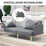 Bäddsoffa 3-Sits Soffa Grå av Linnelook och Trä för Vardagsrum Soffa med Sovfunktion och Justerbart Ryggstöd 170 x 83 x 80 cm
