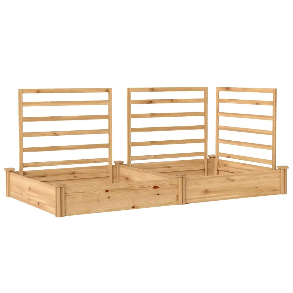 Odlingslåda med Spaljé Naturfärgad Trä 240x125x102 Cm