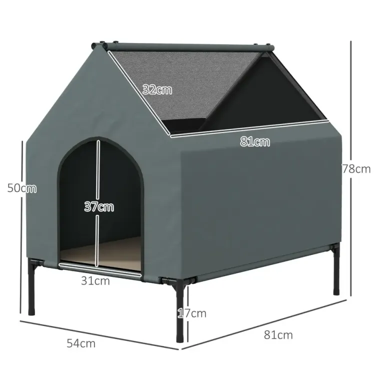 Hundbur Hundkoja Grå av Oxford Tyg för Små 81 x 51 x 78 cm