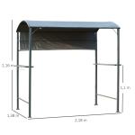 Grillpaviljong BBQ-Paviljong med Flamskyddstak 2 Hyllor Polyester för Trädgård och Terrass Svart 218 X 138 X 216 Cm
