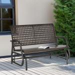 Gungbänk i Konstrotting 2 Personer, Bekväm Trädgårdssoffa med Gungmekanism, Väderbeständig Loveseat för Uteplatsen, Brun, 70 x 120 x 84 cm