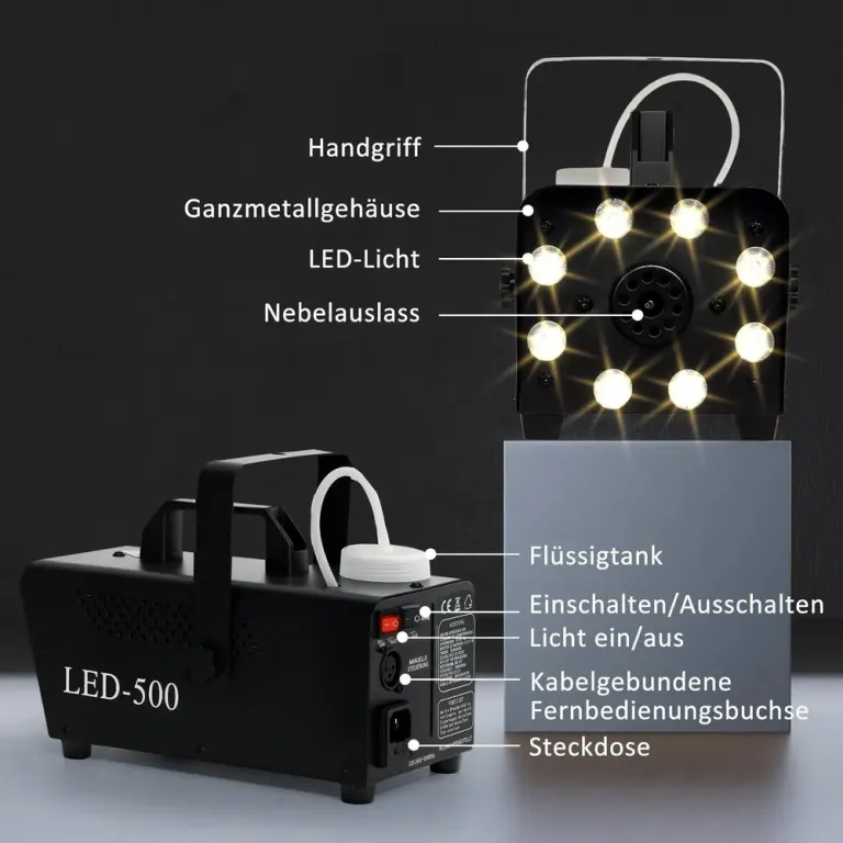 Rökmaskin 450 w med LED-Ljus och Fjärrkontroll